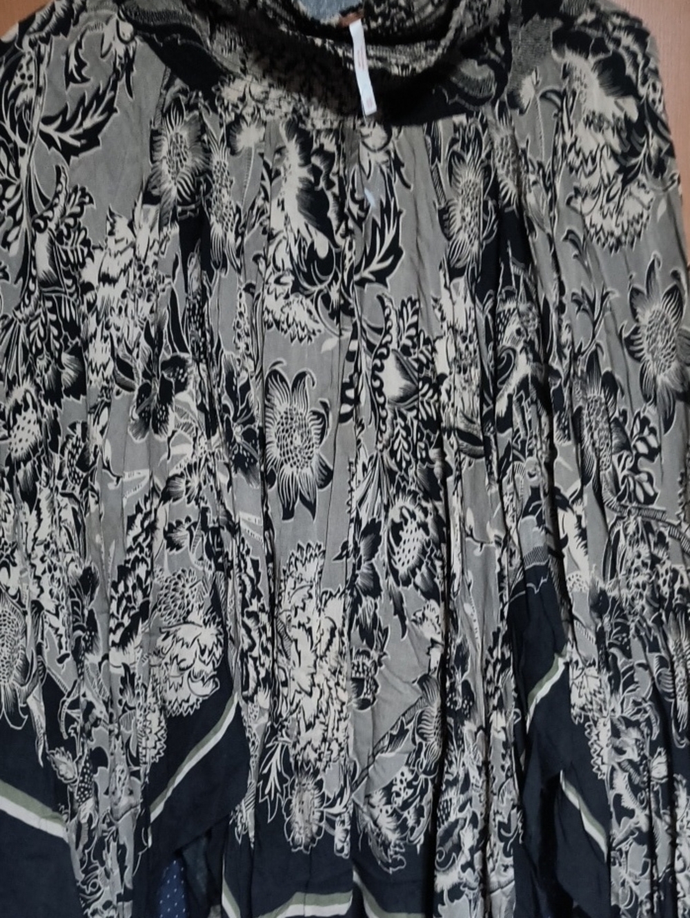Free People Black & Gray Floral Circle Skirt